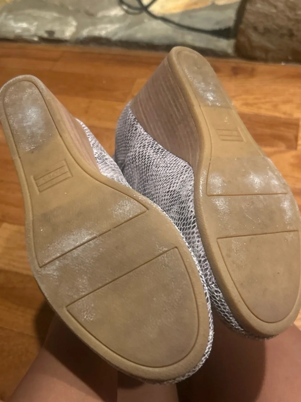 Toms Gray Snake-Print Wedge Booties